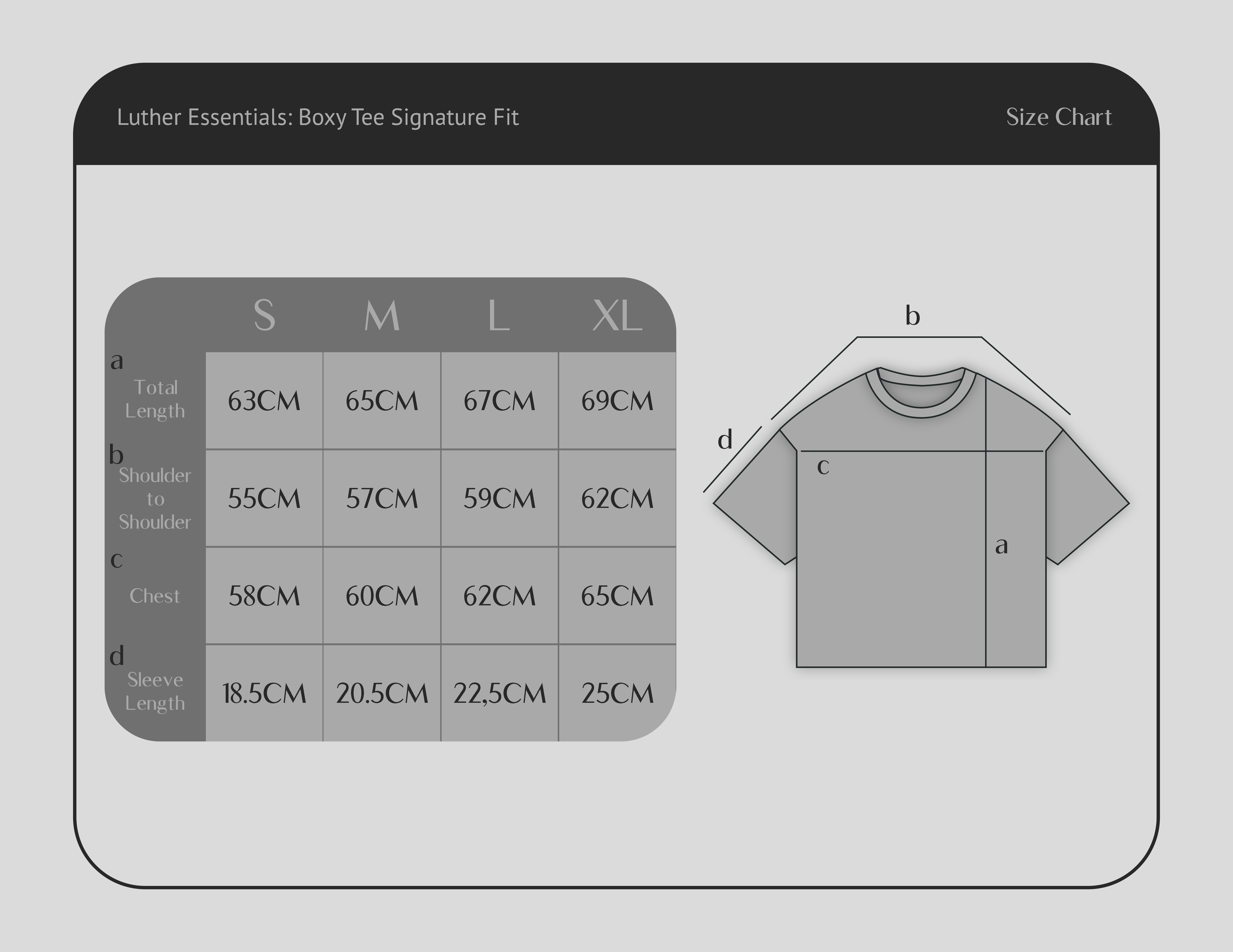 Size chart — Boxy Hoodie